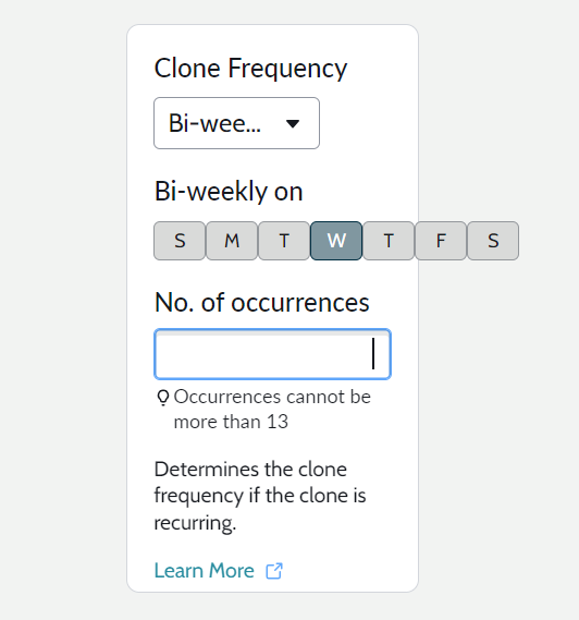 Clone Frequency Scheduling Limits